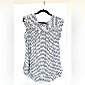 LOFT XXL White and Black Short Sleeve Blouse